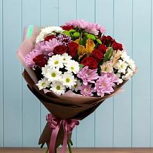 Букет цветов из:  Розы, Хризантемы и Альстромерии #REPLACE_PRED# Казани